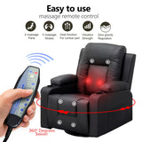 COMHOMA Recliner Chair Set, Leather Recliner Living Room Furniture Sets, Recliner Sofa Loveseat (Black,Living Room Set 3+2+1) COMHOMA