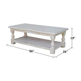 IC International Concepts Tuscan Coffee Table, 56 x 26-inch, Unfinished IC International Concepts
