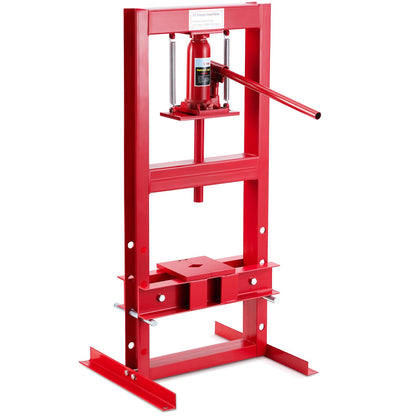 Garveetech 6 Ton Hydraulic Press, H-Frame Benchtop Hydraulic Shop Press, Garage Floor Press with 2 Press Plates, Adjustable Working Table Height, for Gears and Bearings, Red - WoodArtSupply