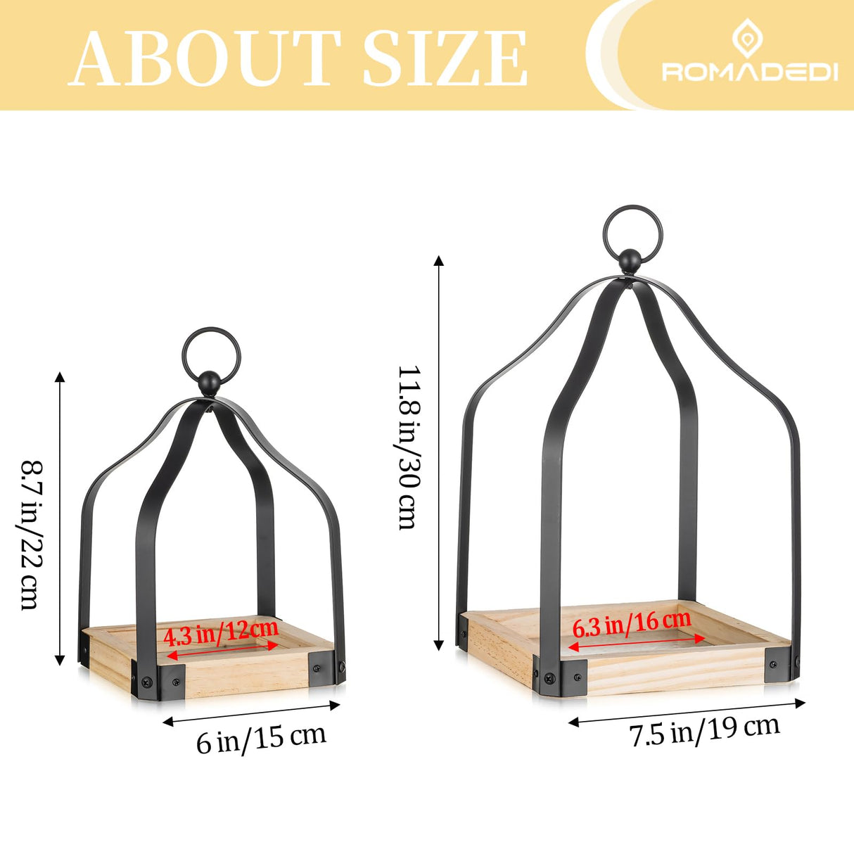 Romadedi Farmhouse Candle Lantern Decorative: Set of 2 Rustic Wood Candle Holder for Home Decor Living Dining Room Kitchen Fireplace Mantle Decorations Christmas Table Centerpiece Romadedi