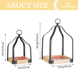 Romadedi Farmhouse Candle Lantern Decorative: Set of 2 Rustic Wood Candle Holder for Home Decor Living Dining Room Kitchen Fireplace Mantle Decorations Christmas Table Centerpiece Romadedi