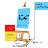 MEEDEN Studio Easel: Large H-Frame Easel 70"-118 "H, Artist Easel Holds Canvas Art up to 104", Painting Easel, Wooden Easel, Solid Beech Wood Art Easel for Artists MEEDEN