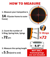 JumpTastic Replacement Trampoline Mat Fits14FT Trampoline Frame with 72 Pcs V-Ring Using 5.5in Spring(Not Include Spring | Mat's Diameter: 150in) Jump Tastic Trampoline