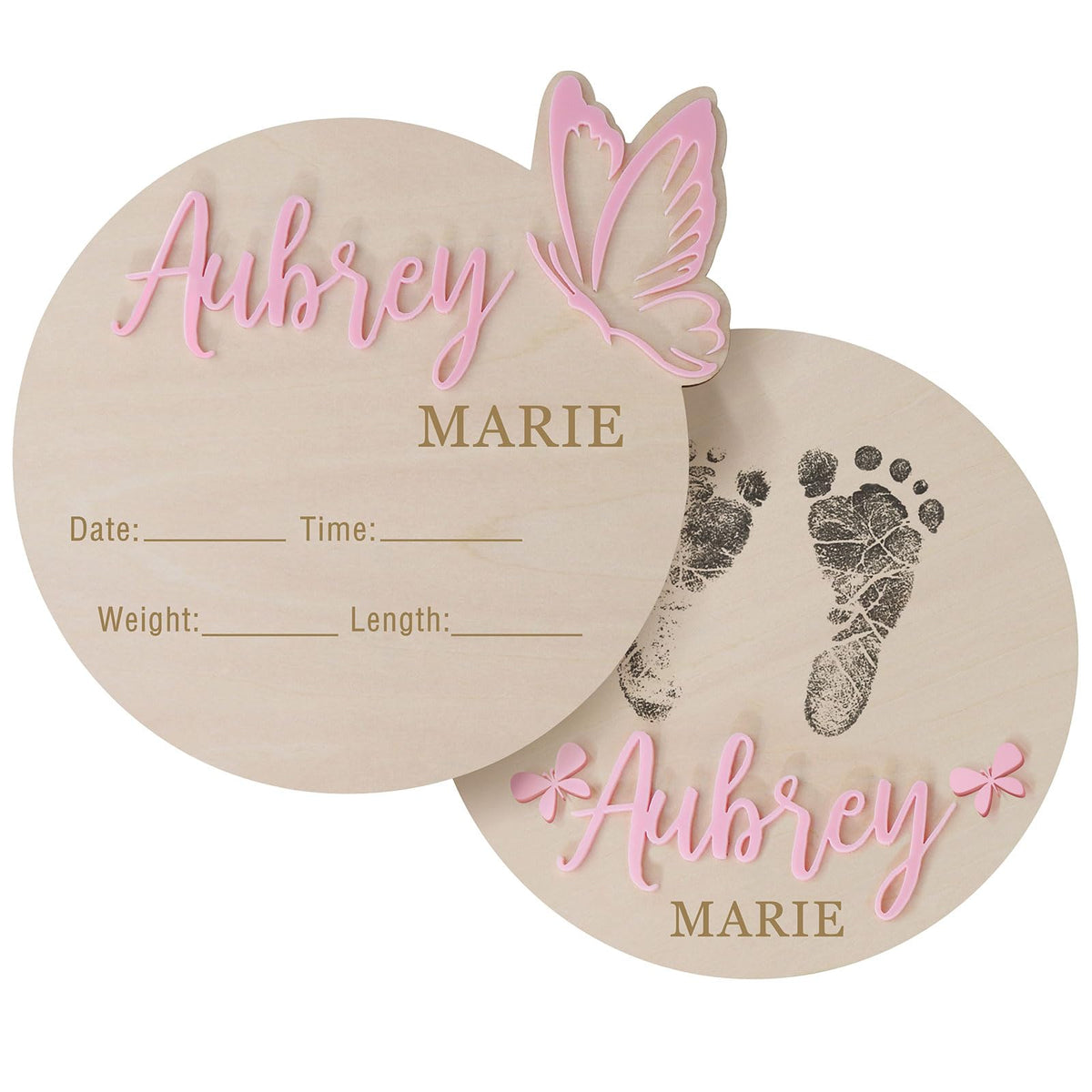 Personalized Butterfly 3D Name Sign for Hospital,Custom Wooden Baby Name Announcement Sign And Footprint Sign for Photo Prop Baby Shower Nursery Gift HZGUEOSTB