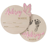 Personalized Butterfly 3D Name Sign for Hospital,Custom Wooden Baby Name Announcement Sign And Footprint Sign for Photo Prop Baby Shower Nursery Gift HZGUEOSTB