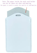 4 Pieces Sublimation Work Card Holder Badge Holders Blank Leather ID Card Holders Sublimation Rope Band DIY Crafts (French Grey) WoodArtSupply