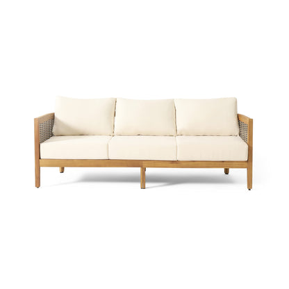 Christopher Knight Home Burchett Sofas, Teak + Mixed Brown + Beige - WoodArtSupply