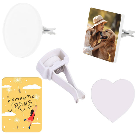 Framendino, 4 Pack Sublimation Blank Car Air Vent Clips Heat Transfer Car Diffuser Vent Scent Perfume Clip 4 Styles(Heart Square Round Rectangle) Framendino