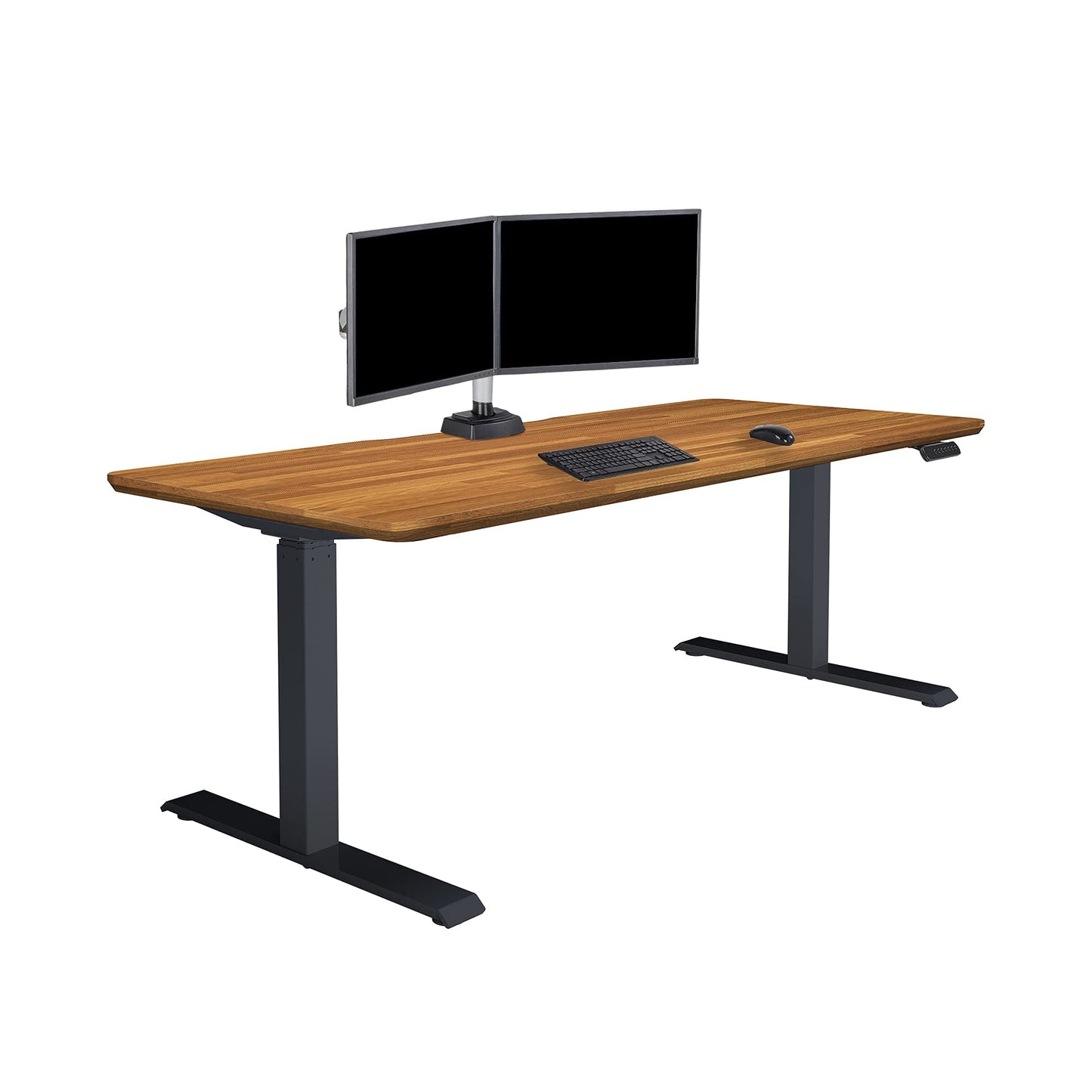 Vari Electric Standing Desk - Varidesk Height Adjustable Sit/Stand Desk - Dual Motor with Memory Presets, Stable T-Style Legs - Gaming or Home Office Workstation - 72”x30”, Butcher Block - WoodArtSupply