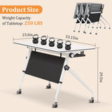 Folding Conference Table,Rolling Meeting Table for Conference Room,Flip Top Mobile Trainning Table with Wheels,Foldable Conference Room Tables,Rectangle Meeting Seminar Table for Office (4Pack 53.1in MSFDC
