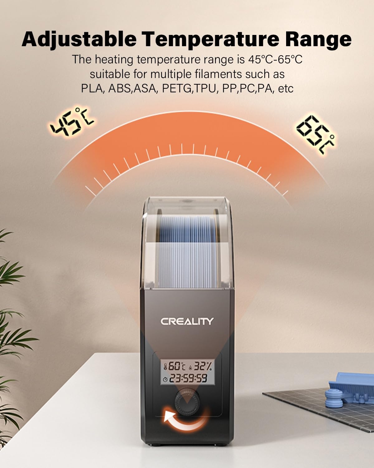 Creality Official Filament Dryer Box with Fan for 3D Printer Filament, Upgraded Filament Dehydrator Storage Box, 360° Hot-air Circulates Heating Compatible with 1.75/2.85mm PLA PETG ABS TPU Material Creality