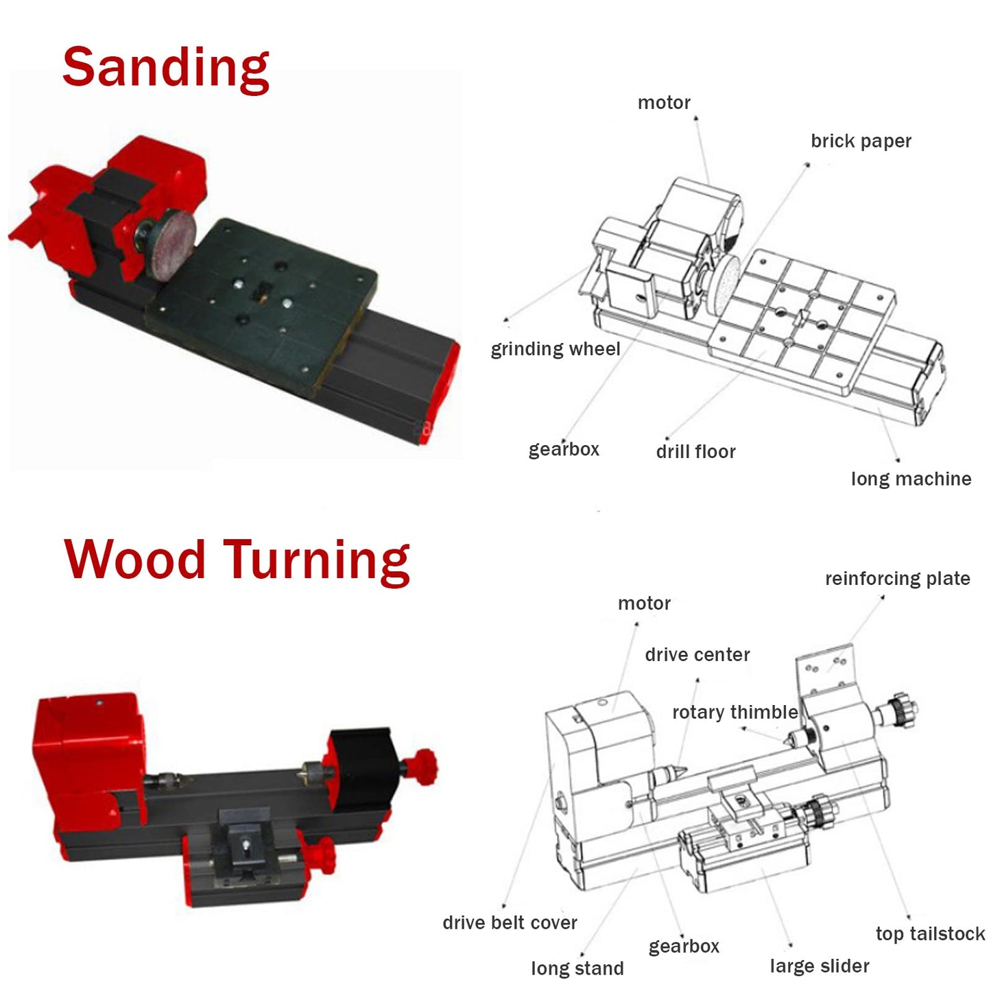 12000RPM 6 in 1Multipurpose Mini Lathe,Versatile Metal Lathe Tool, Motorized Jigsaw Grinder Wood Metal Lathe,Assembled 6 Kinds of Different Lathes,Process Soft,Non - Ferrous,Precious Metals,Wood