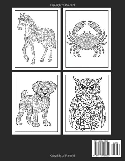 100 Amazing Animals Adult Coloring Book: Enjoy and relax with beautiful animal patterns with 100 Animals