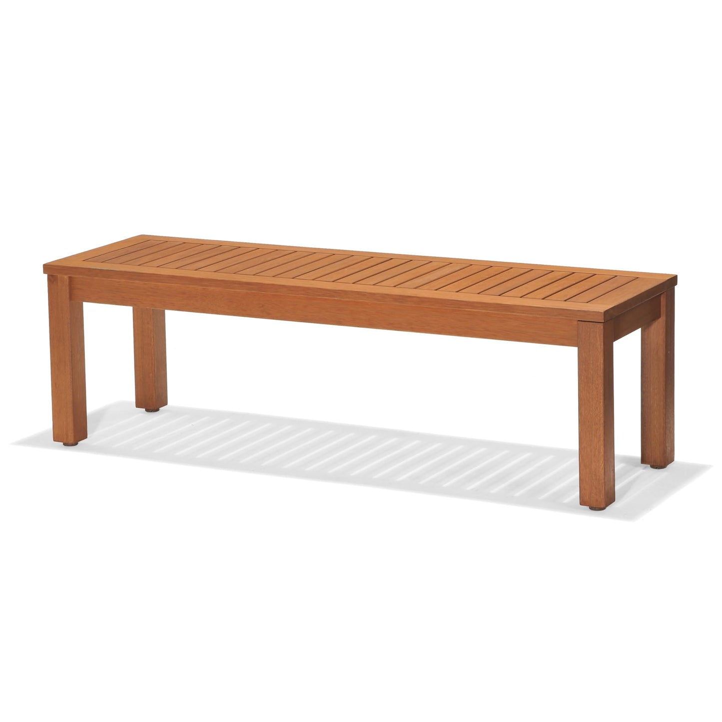 Amazonia Aster Backless Patio Bench | Eucalyptus Wood | Ideal for Outdoors and Indoors, 53", Dark Teak Finish - WoodArtSupply