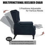 Altrobene Velvet Accent Chair, Push Back Recliner Chair, Wingback Arm Chair for Living Room/Bedroom/Home Theater/Reception Area, Black Altrobene