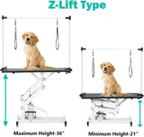 Hydraulic Pet Grooming Table for Large Dogs Professional Heavy Duty Adjustable Height - Portable Trimming Table Drying Table w/Arm/Noose, Maximum Capacity Up to 330Lb, 42.5''/ Black petgroomingtable