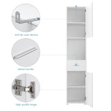 FOTOSOK 71" Elegant White Storage Cabinet with 6-Tier Display Shelf and Doors FOTOSOK