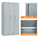 Anxxsu Metal Locker with 3 Doors Employees Locker, Metal Storage Locker with Hooks, 71" Storage Cabinet Lockers for Employees, Home, Office, Gym Requires Assembly (Grey) Anxxsu