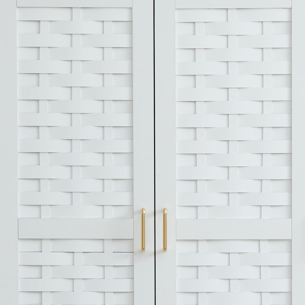 PHOYAL Armoire Wardrobe, 6 Woven Doors Storage Cabinet Wood and 8 Shelves Metal Handles for Tall Cabinet Closet Large Capacity Armoire Wardrobe Closet with Hanging Rod (White) PHOYAL