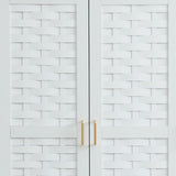 PHOYAL Armoire Wardrobe, 6 Woven Doors Storage Cabinet Wood and 8 Shelves Metal Handles for Tall Cabinet Closet Large Capacity Armoire Wardrobe Closet with Hanging Rod (White) PHOYAL