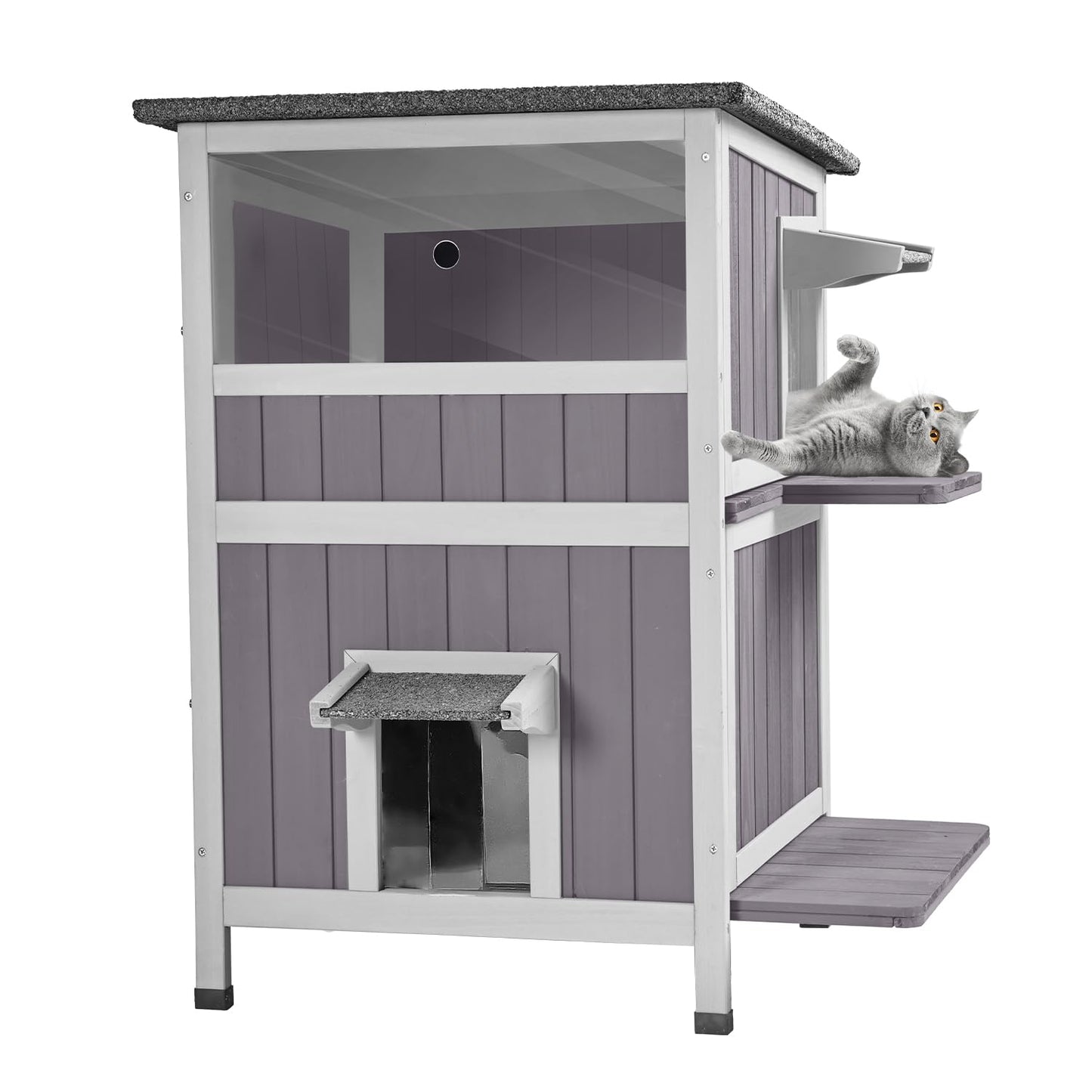 Feral Cat House Outdoor Waterproof Kitty Shelter for Winter,Cat Cage Perfect for Outdoor and Inddor Use,2-Story…
