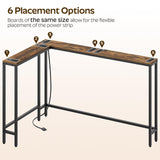 YATINEY L Shaped Console Table, 5.9" Long Narrow Sofa Table, Behind Couch Table, Entryway Table with 2 Outlets and 2 USB Ports, for Living Room, Hallway, 3 Assembly Options, Rustic Brown CT07UBR YATINEY