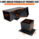 ITeVe.GD 15° Slanted Roof Pergola Brackets Kit,4-Way Right Angled Corner Bracket with Wall Mount Post Base for 4x4 (Actual:3.5"x3.5") Lumber for Pergolas,Gazebos,Porchs - 2 Pack… ITeVe.GD