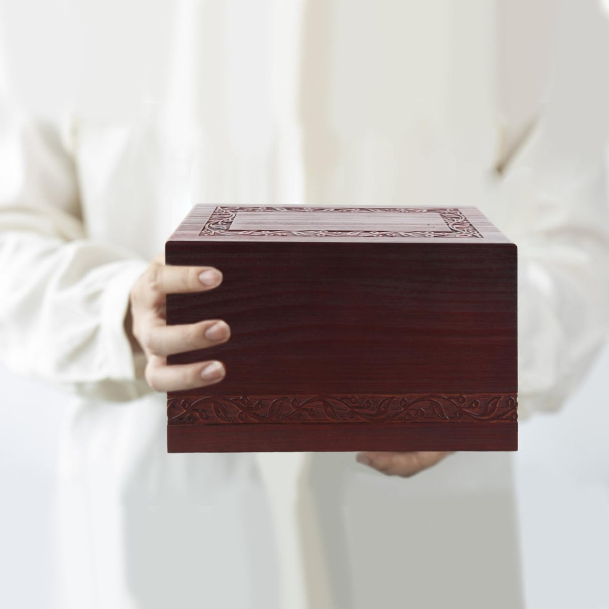 Wooden Urns for Human Ashes Adult Male Female, Up to 250 Cubic inches，Wood Cremation Urns, Funeral Memorial Urns for Ashes Mom Dad (Red) Pepdiy