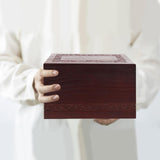Wooden Urns for Human Ashes Adult Male Female, Up to 250 Cubic inches，Wood Cremation Urns, Funeral Memorial Urns for Ashes Mom Dad (Red) Pepdiy
