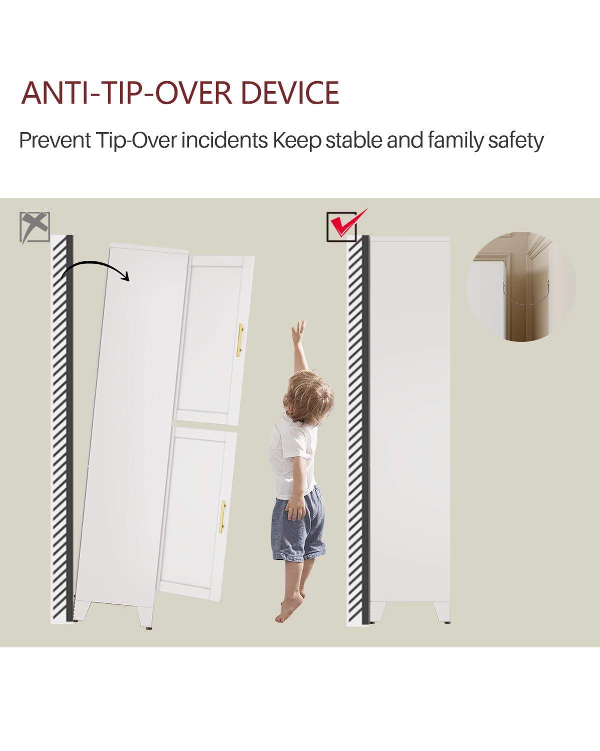 AUEYTVR Metal Armoire Wardrobe Closet Storage Cabinet with Hanging Rod,71'' Metal Wardrobe Cabinet with 2 Doors and 2 Adjustable Shelves for Bedroom, Laundry Room, Cloak Room AUEYTVR