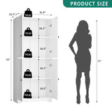 NOVAMAISON Kitchen Pantry Cabinet, 72” Tall Farmhouse Storage Cabinet with 4 Barn Doors and Adjustable Shelves, Pantry Cabinet Versatile Storage for Kitchen, Living Room, White NOVAMAISON