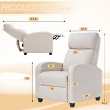 Dopinmin Recliner Chair Breathable Padded PU Leather Massage Single Sofa Recliners for Small Recliner Chair with Footrest Home Theater Seating for Bedroom Living Room,Beige Dopinmin