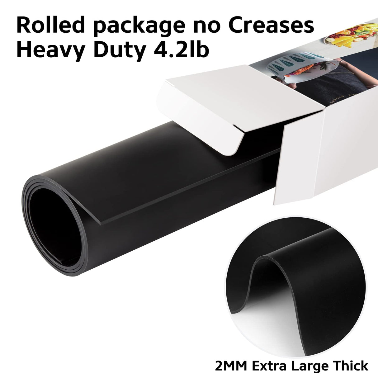 Silicone Mat Heat Resistant Mats for Countertop, Multipurpose Large Silicone Mats for Crafts Kitchen Workbench Size 48x24 inches Thick 2mm,Rolled Package,Black InfiOne