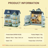 DIY Miniature House Kit, CUTEROOM Wooden Dollhouse Kit Mini House Making Kit with Furnitures, DIY Dollhouse Kit Birthday Gift for Women and Girls (Warm Manor) CUTEROOM