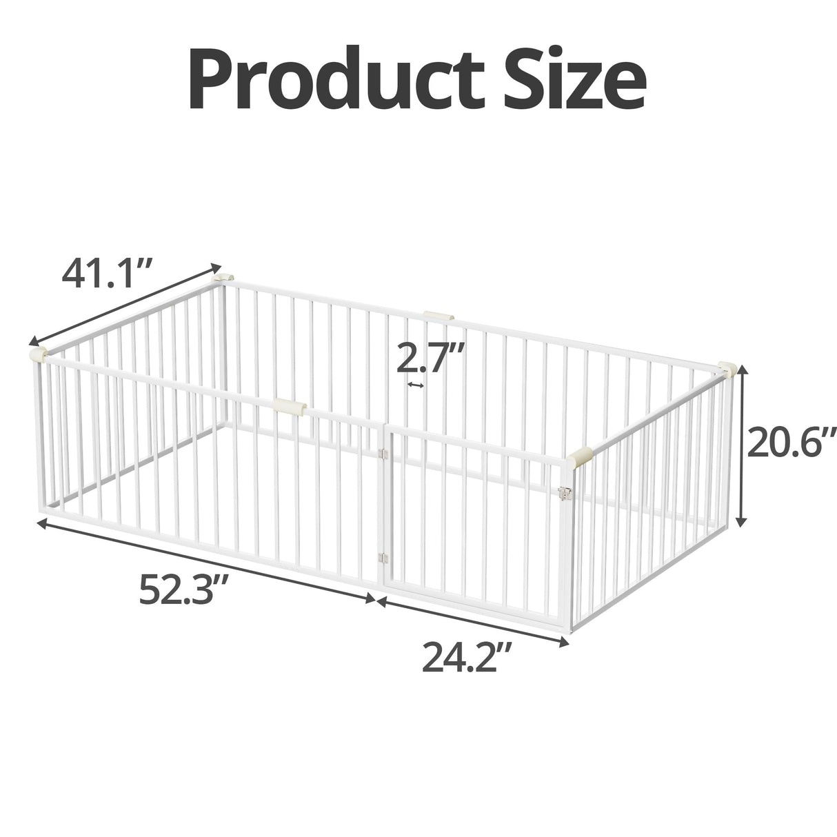 TURRIDU Twin Floor Bed for Child, Metal Montessori Bed Frame with Safety Guardrails & Door, Montessori Floor Bed Frame with Anti-Collision Cotton for Girls and Boys, No Box Spring Needed, White TURRIDU