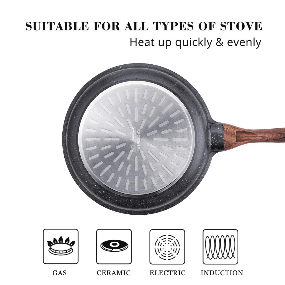 SENSARTE Nonstick Frying Pan Skillet, Swiss Granite Coating Omelette Pan, Healthy Stone Cookware Chef's Pan, PFOA Free (8/9.5/10/11/12.5 Inch) (9.5 Inch) SENSARTE
