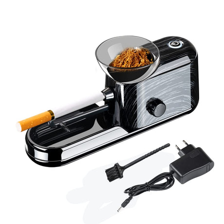Electric Cigarette Rolling Machine Automatic Roller Maker Portable Household Auto Electric Cigarette Injector Machine for Slim 100s Size Filtered Cigarettes 6.5mm Diameter Tube (Black 02) JOUGE