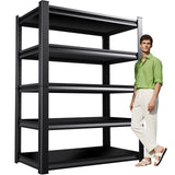 XCXVVB 72" H Garage Shelving,Heavy Duty Garage Storage Shelves,Metal Shelving Unit,5 Tier Adjustable Steel Utility Shelf,Use for Basement,Warehouse, Pantry Closet,Black (Steel-72 H*35.4" W*15.7" D) XCXVVB