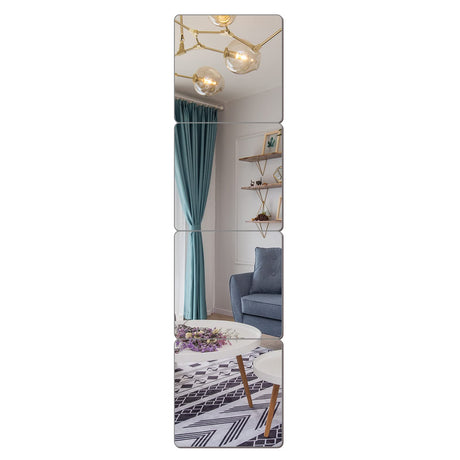 JEOYOO Wall Mirror Full Length, Cheap Over / on Door, Acrylic, shatterproof Mirrors for Home Gym, 8"X8"-4 Pcs, Workout Non Glass Mirrors for Bedroom, Kids JEOYOO