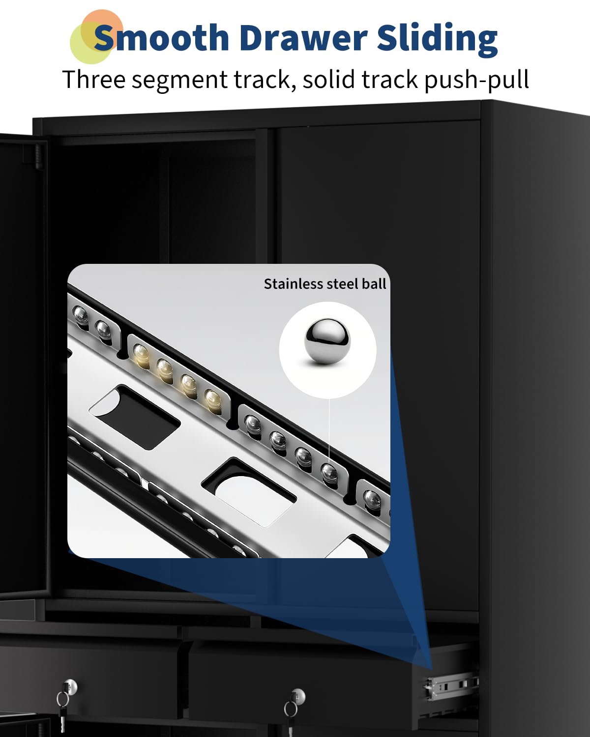 GarveeHome 72" Metal Storage Cabinet with Wheels, Locking Doors & 2 Drawers,Heavy Duty Rolling Garage Organizer with 3 Adjustable Shelves (with Wheels, with 2 Draws) GarveeHome