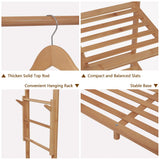 Ufine Bamboo Garment Rack 6 Tier Storage Shelves Clothes Hanging Rack with Side Hooks, Heavy Duty Clothing Rack Portable Wardrobe Closet Organizer Ufine