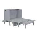 Harper & Bright Designs Full Size Murphy Bed, Full Murphy Cabinet Bed with USB Port and Removable Shelves on Each Side, Gray Harper & Bright Designs