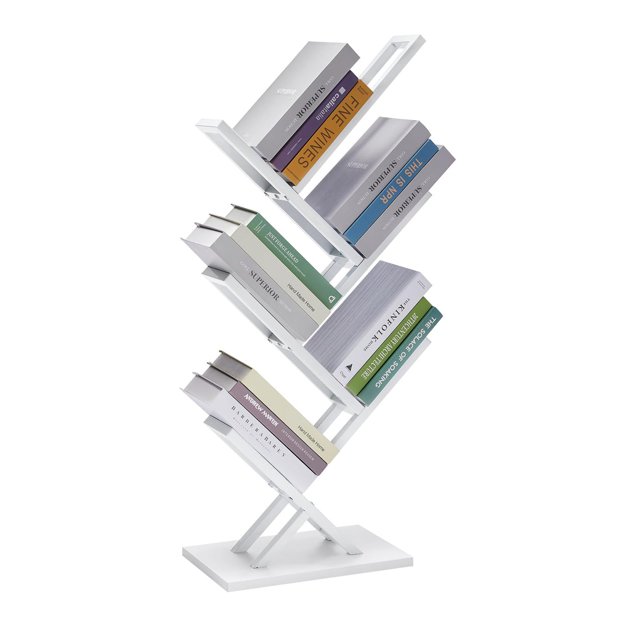 Ymesiyou 5 Tier Tree Bookshelf, Floor Standing Bookshelf for Narrow Space,Storage Organizer Bookshelves for Books/CDs/Magazine, Bookcase with Shelves for Home Office, Living Room- White Ymesiyou