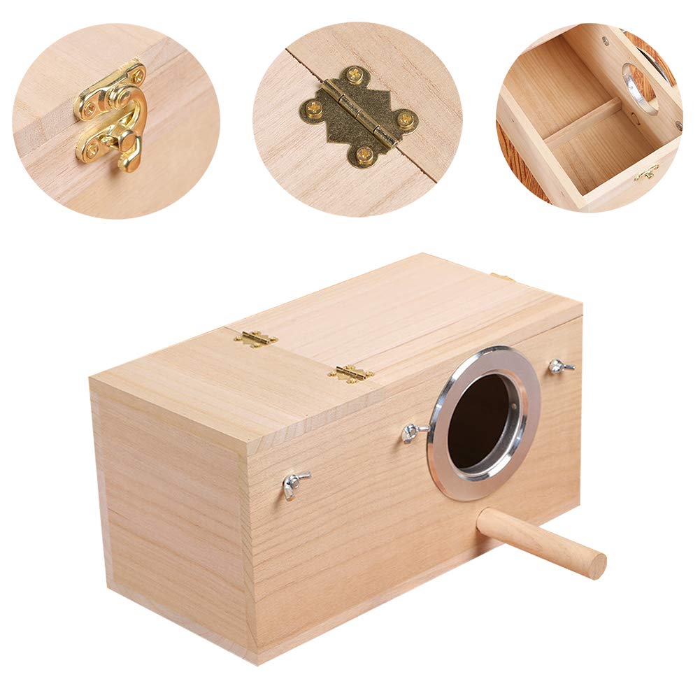 YJJKJ Wood Parakeet Nest Box Pet Bird House Parrot Breeding Mating Box Bird Cage Box for Lovebirds Cockatiel Parrotlets Budgerigar Parakeet (L)