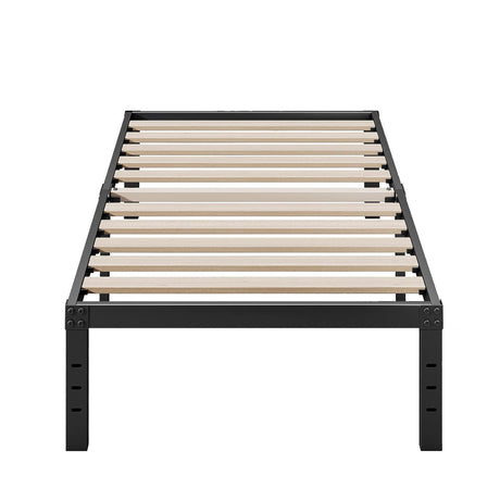 ZIYOO Twin Bed Frame 18 Inches Tall 3 Inches Wide Wood Slats with 2500 Pounds Support, No Box Spring Needed for Foam Mattress, Underbed Storage Space, Easy Assembly, Noise Free ZIYOO