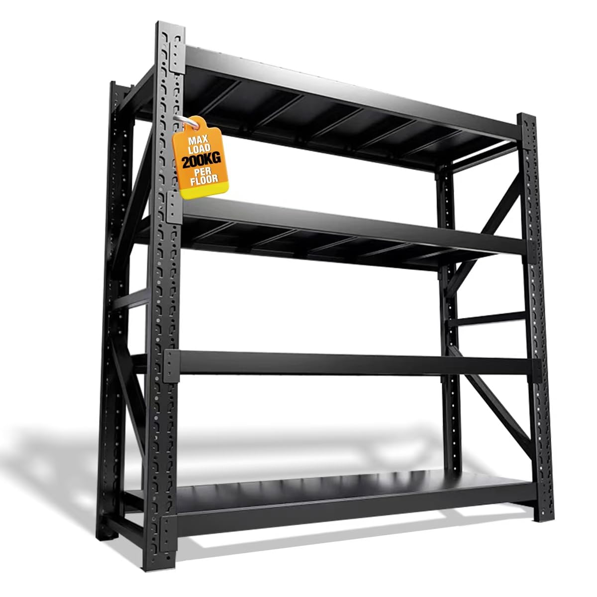 5000lbs Load Capacity,Heavy Duty 4-Tier Steel Shelving Unit, Adjustable Industrial Storage Rack for Garage Warehouse (Black, W78.74*D23.62*H78.74) Generic