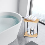 Small Side Table Set of 2, 2 Tier Bamboo End Table Corner Table Wedge Snack Table with Rounded Corner for Small Space, Living Room, Natural Bamboo Nandae