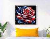 GXGLLPZBY 5D Diamond Painting Kits for Beginners, DIY America Flag Rose Diamond Art Kits for Adult, Full Round Diamond Dot Gem Art Kits, Home Wall Decoration 13.8x13.8 Inches GXGLLPZBY