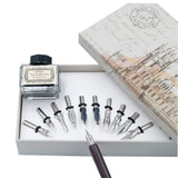 hhhouu Calligraphy Set for Beginners Quill Pen and Ink Set Fancy Pens with Black Ink and 11 Nibs for Lettering,Drawing, Journaling, Signing, Invitation HO-Q-301 hhhouu