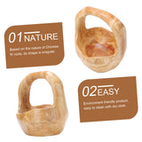 SHOWERORO 1pc Solid Wood Root Carving Fruit Basket Wood Fruit Basket with Handle Cupcake Basket Wooden Decorative Storage Basket Snack Container SHOWERORO